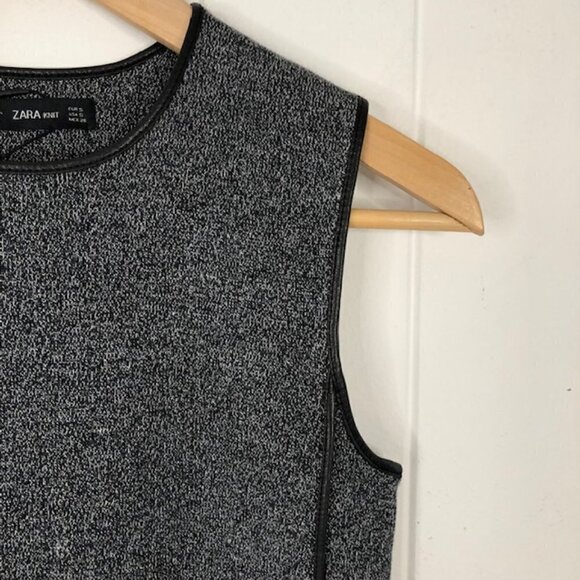 Zara Womens Gray Dress with Faux Leather Piping Detail Small - Picture 5 of 12